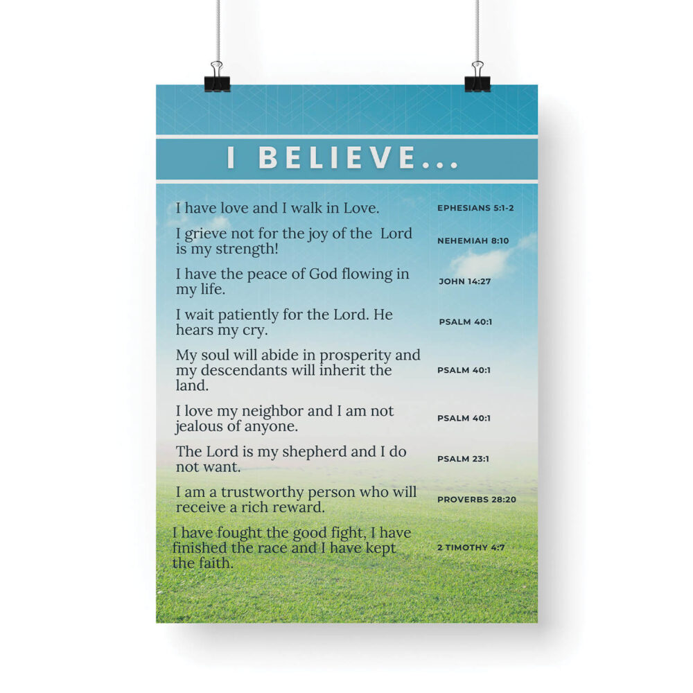 Hanging I Believe Affirmations Poster