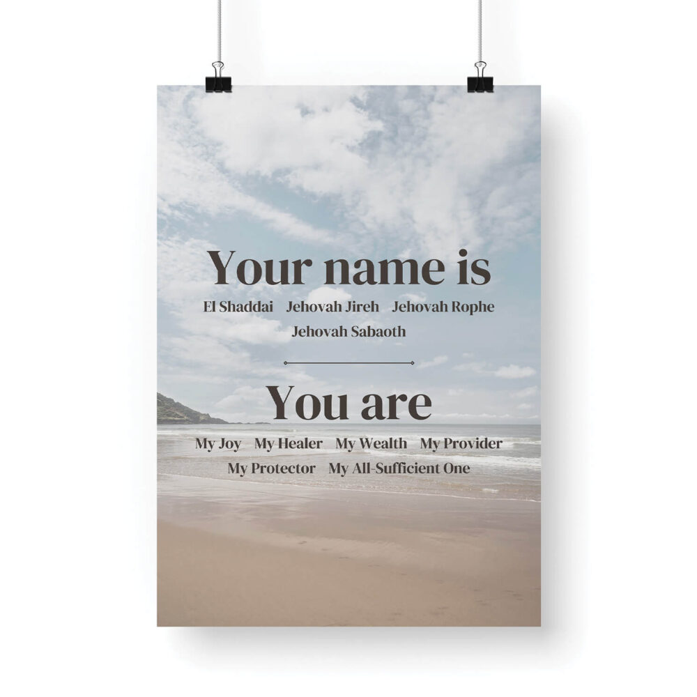 Hanging Names of God and Attributes Poster